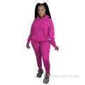 Lady Hooded Long Sleeve Casual Women Sweatsuit set